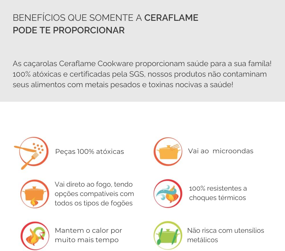 Conjunto Panelas de Cerâmica Clear 5 peças Cobre - Ceraflame - Image 5