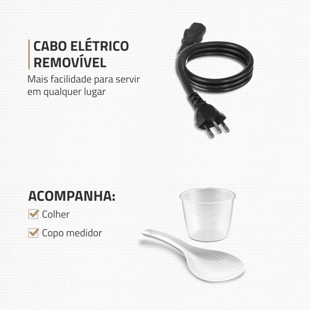 Panela de Pressão Elétrica 3L, Mondial, Vermelho/Inox, 700W,... - Image 8