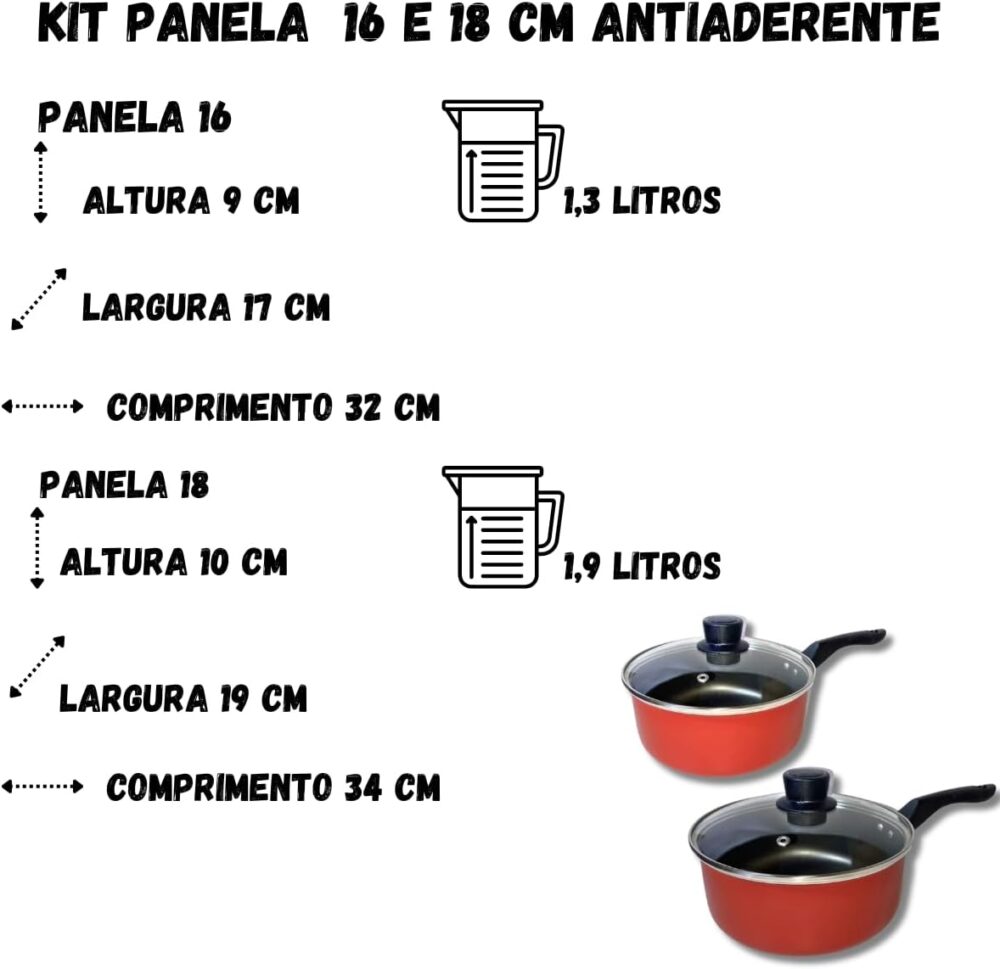 Kit Panelas Marcolar N16 E 18 Antiaderente com Tampa de vidr... - Image 3