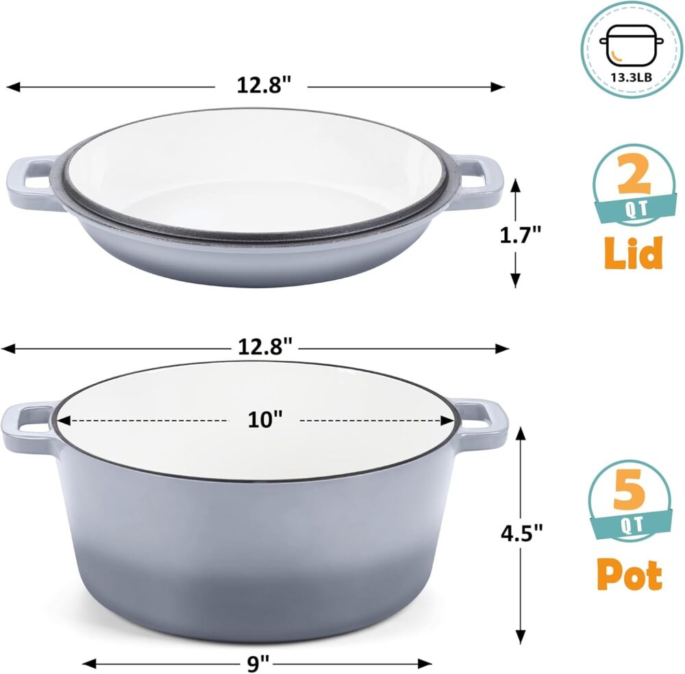 TeamFar Forno holandês de ferro fundido esmaltado de 5 litro... - Image 2