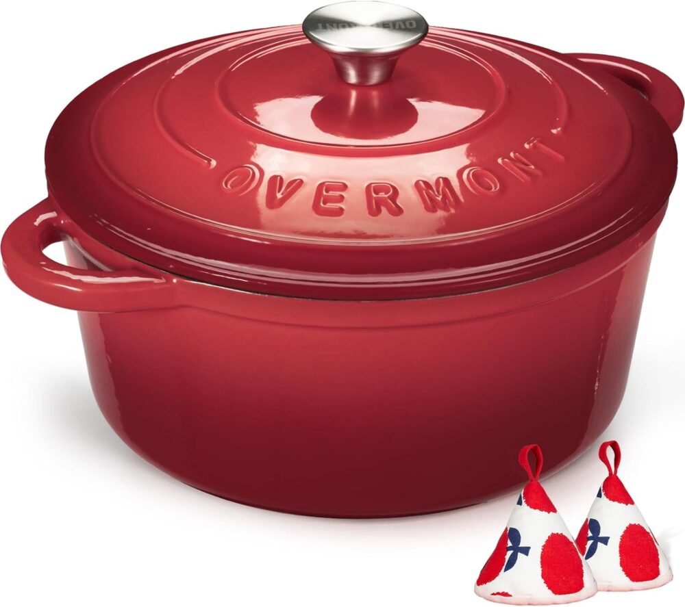 Overmont Forno holandês de ferro fundido esmaltado de 6 litr...