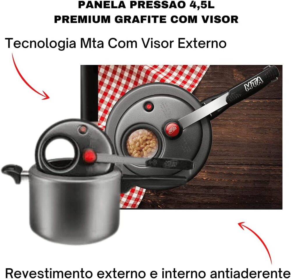 Panela de Pressao MTA 4,5 Litro ANTI Aderente com Visor - 60... - Image 2