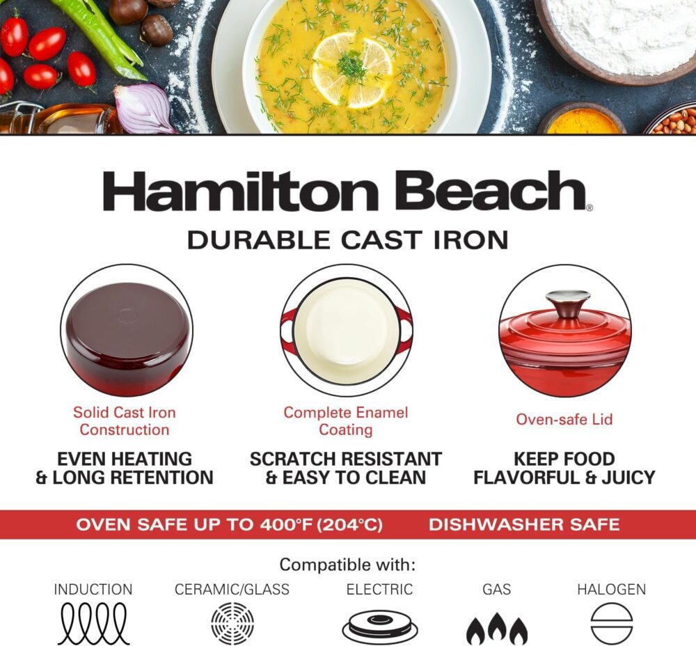 Hamilton Beach Forno holandês de ferro fundido esmaltado ver... - Image 3