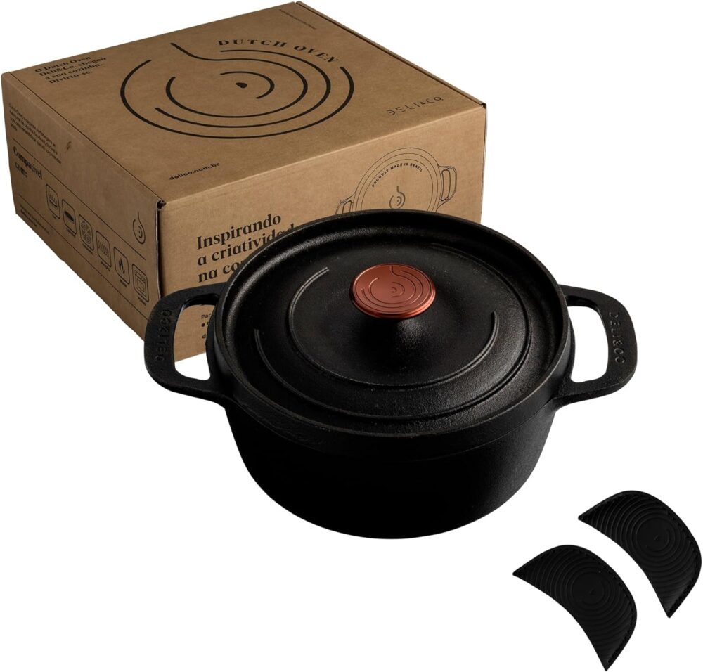 Caçarola de ferro Dutch Oven 20cm, panela de ferro polida e ...