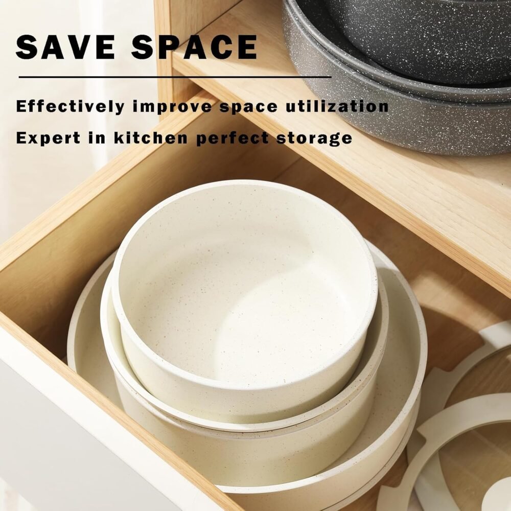 Vkoocy Non Stick Pot e Pan Set com Punho Removível, Conjunto... - Image 6