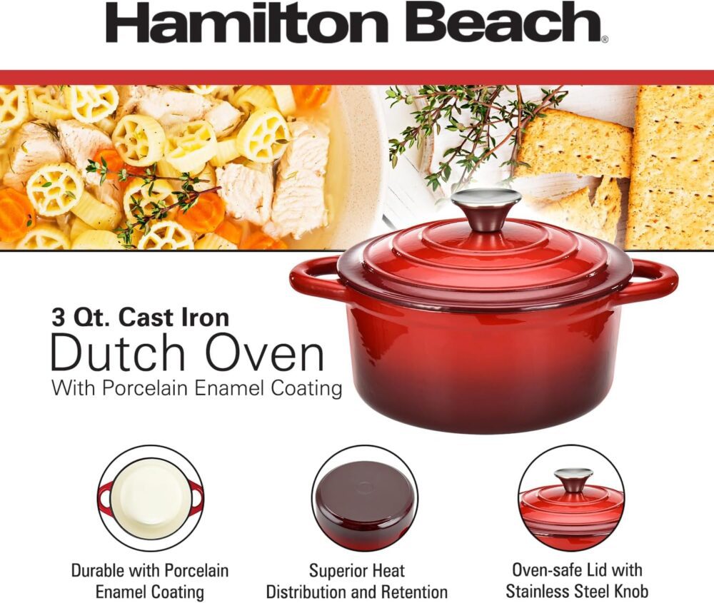 Hamilton Beach Forno holandês de ferro fundido esmaltado ver... - Image 2