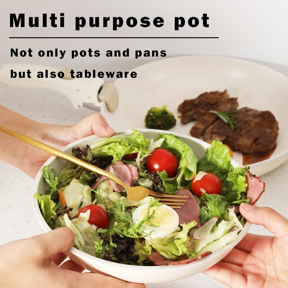 Vkoocy Non Stick Pot e Pan Set com Punho Removível, Conjunto... - Image 3