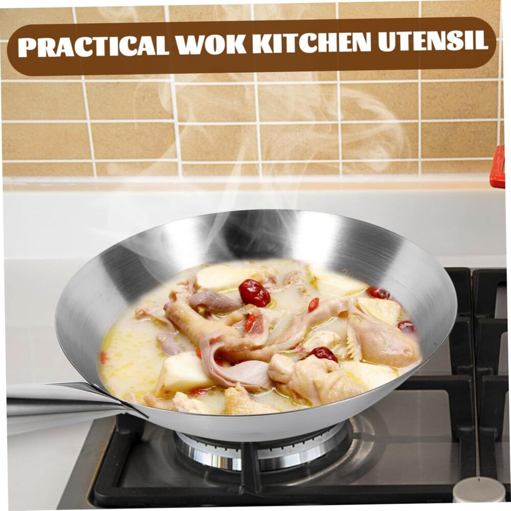 Yardwe Panela Caldeirao Pow Panela Wok de A?o Inoxidável Wok... - Image 6