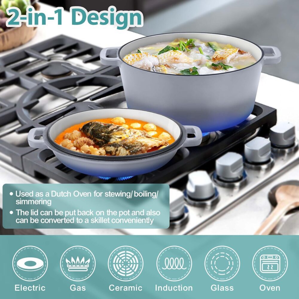 TeamFar Forno holandês de ferro fundido esmaltado de 5 litro... - Image 5