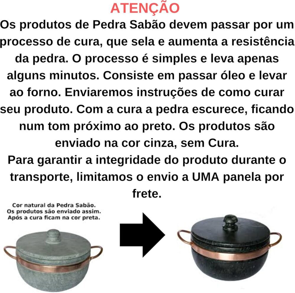 Panela De Pedra Sabão Capacidade 1 Litro Com Alça De Cobre - Image 4