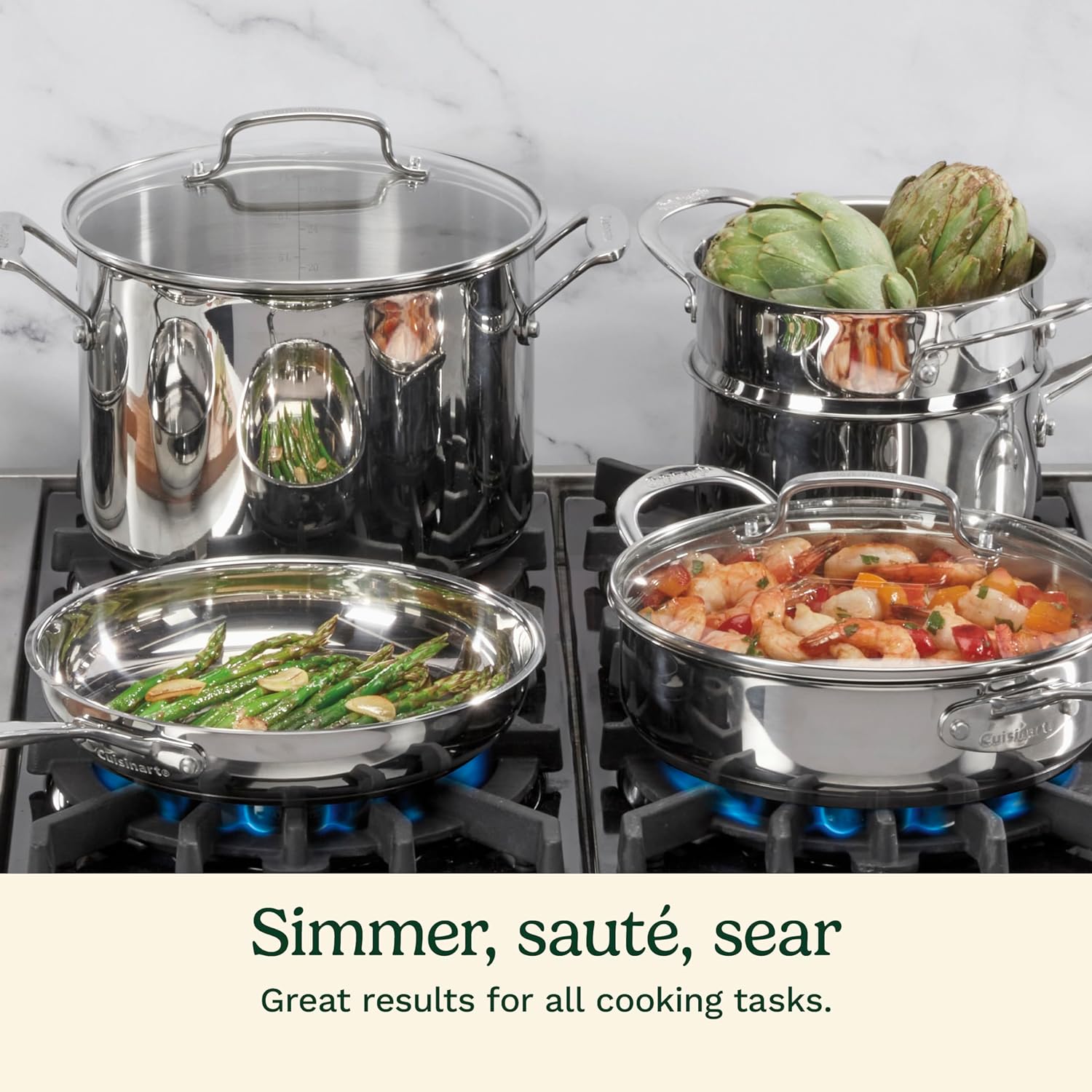 Cuisinart Conjunto de panelas de aço inoxidável 77-11G Conju... - Image 4