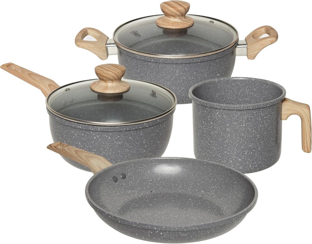 OSTER Conjunto de Panelas Antiaderentes 4 Peças Marble Editi...