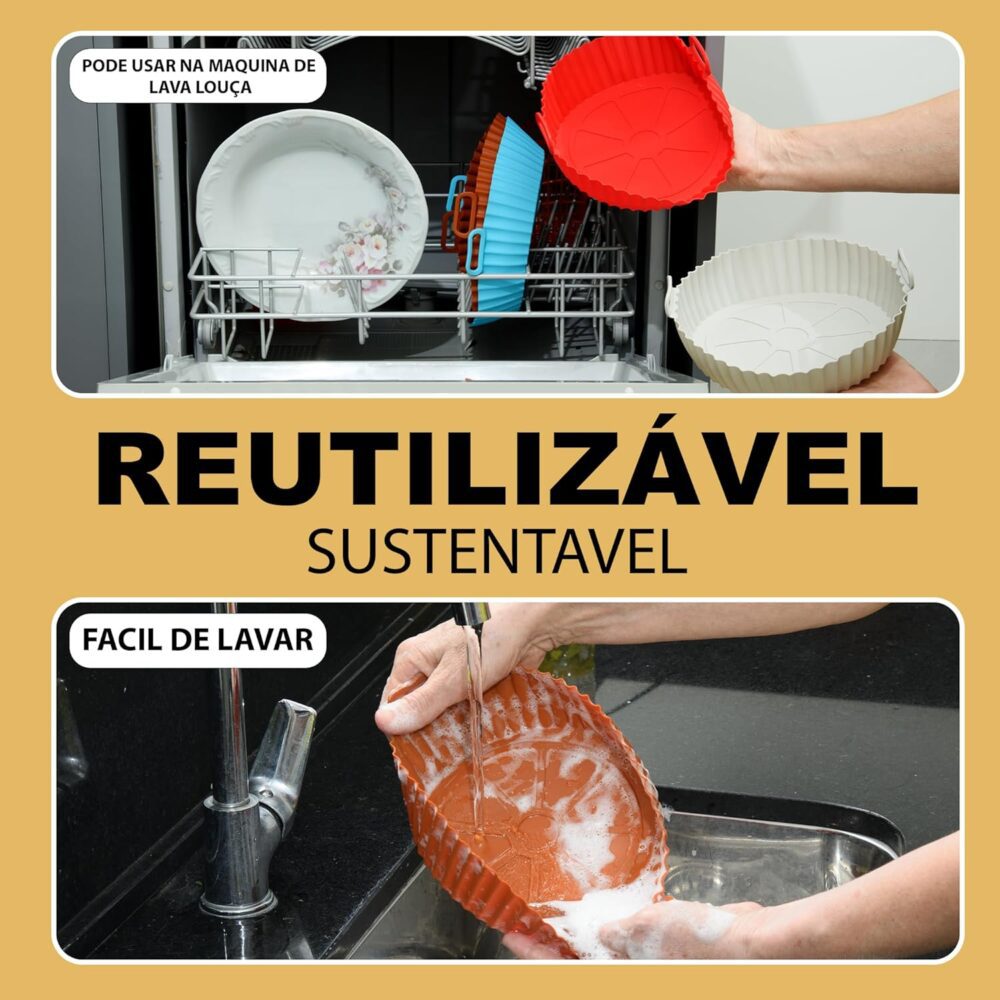 kit 2 Formas Air Fryer Silicone Antiaderente Reutilizável Fo... - Image 3