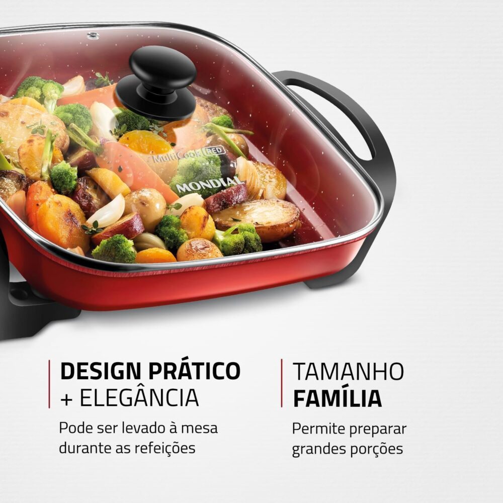 Panela Elétrica Multicook Premium, Mondial, Preto, 1200W, 22... - Image 5