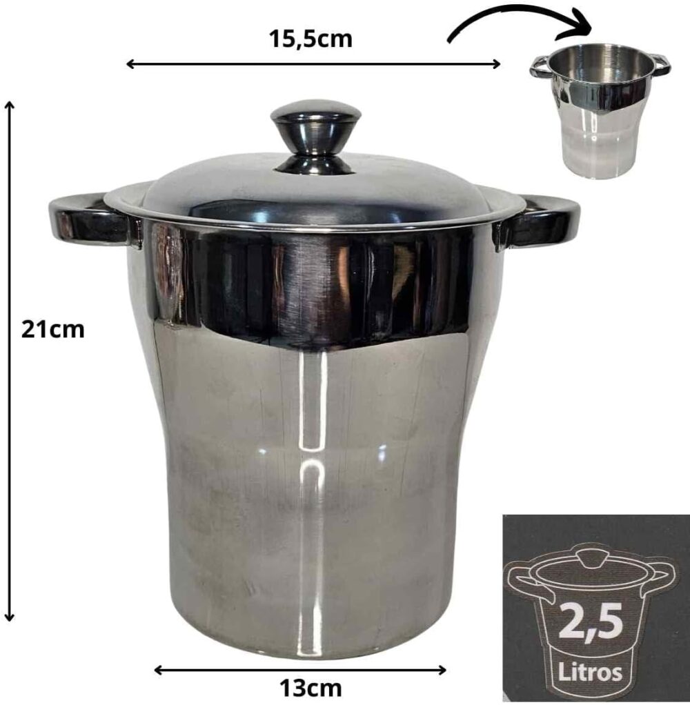 Panela Cuscuzeira aço Inox Nordestina porção Família à vapor... - Image 5