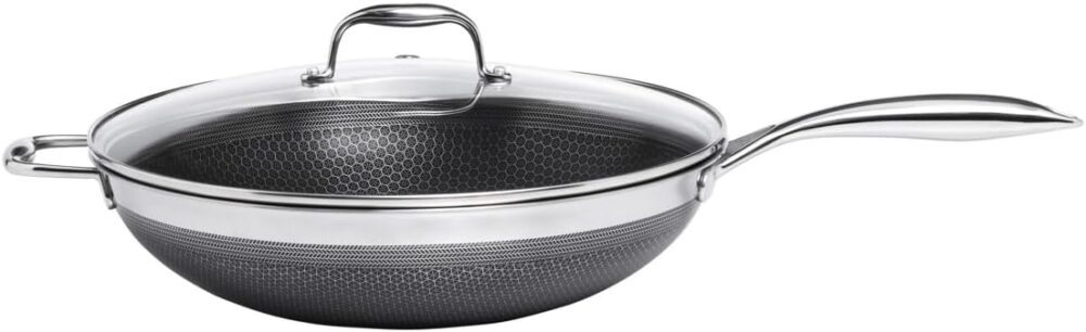 Panela Wok 34cm em Aço Inox Com Cabo CookingPro Hive 5,9 lit...