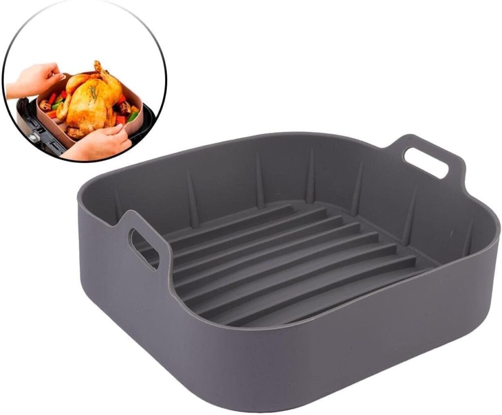 Panela de Silicone Quadrada Fritadeira Microondas C/Alça For... - Image 4