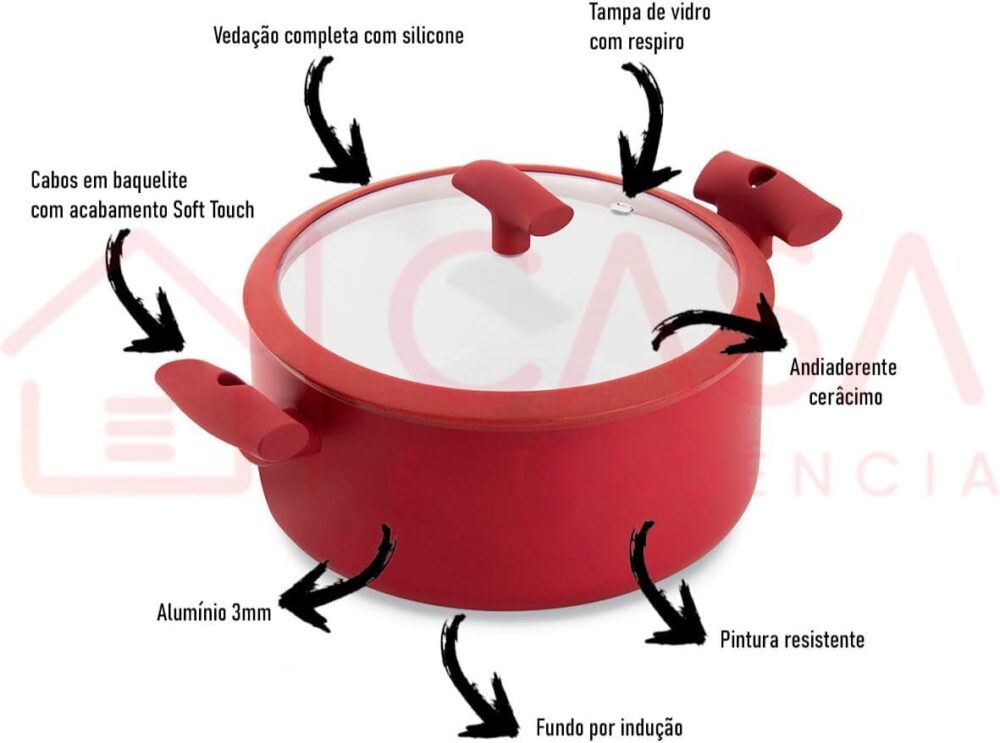 Jogo de Panelas Hercules Revestimento Ceramico Indução 4 Peç... - Image 2
