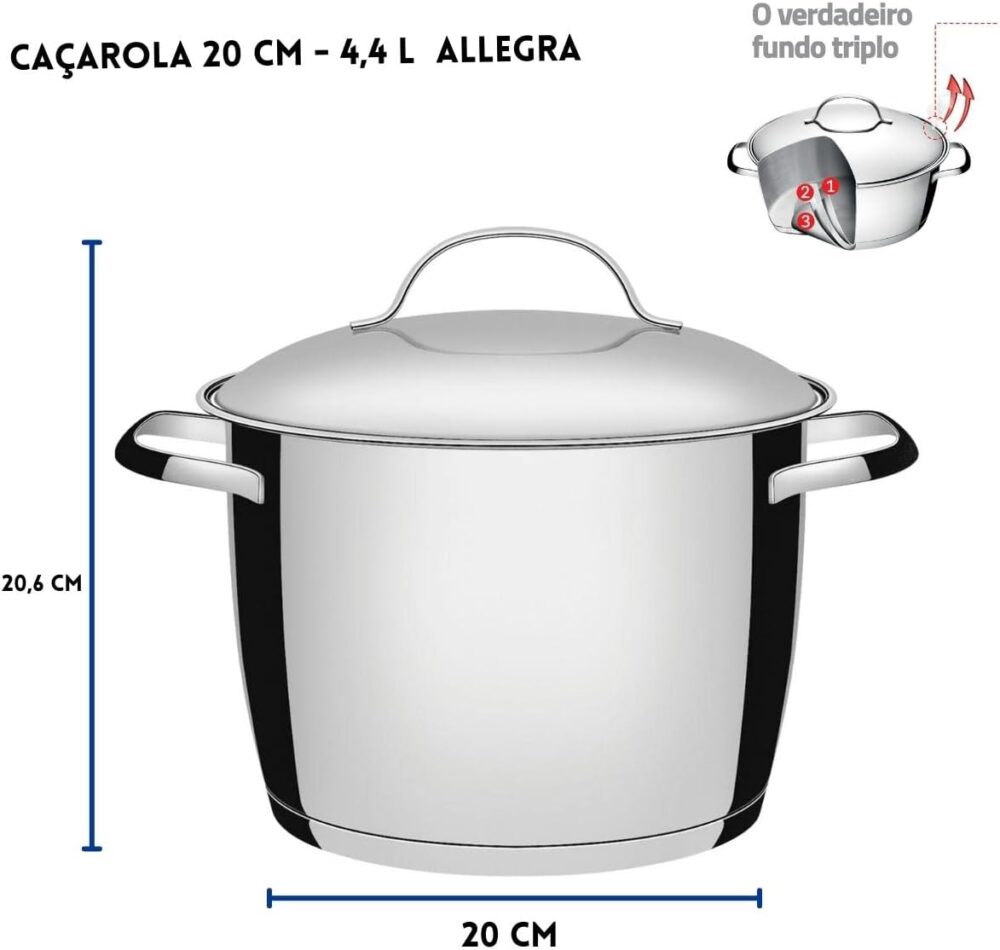 Jogo Cozi-Pasta com Fundo Triplo 2 Peça, Tramontina, 6565006... - Image 2