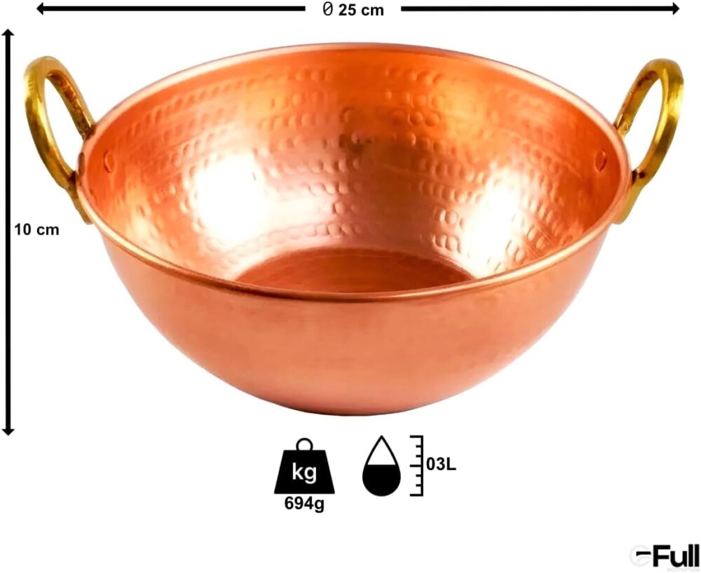 Tacho em Cobre Puro Artesanal Alças em Bronze - 3 litros - Image 3