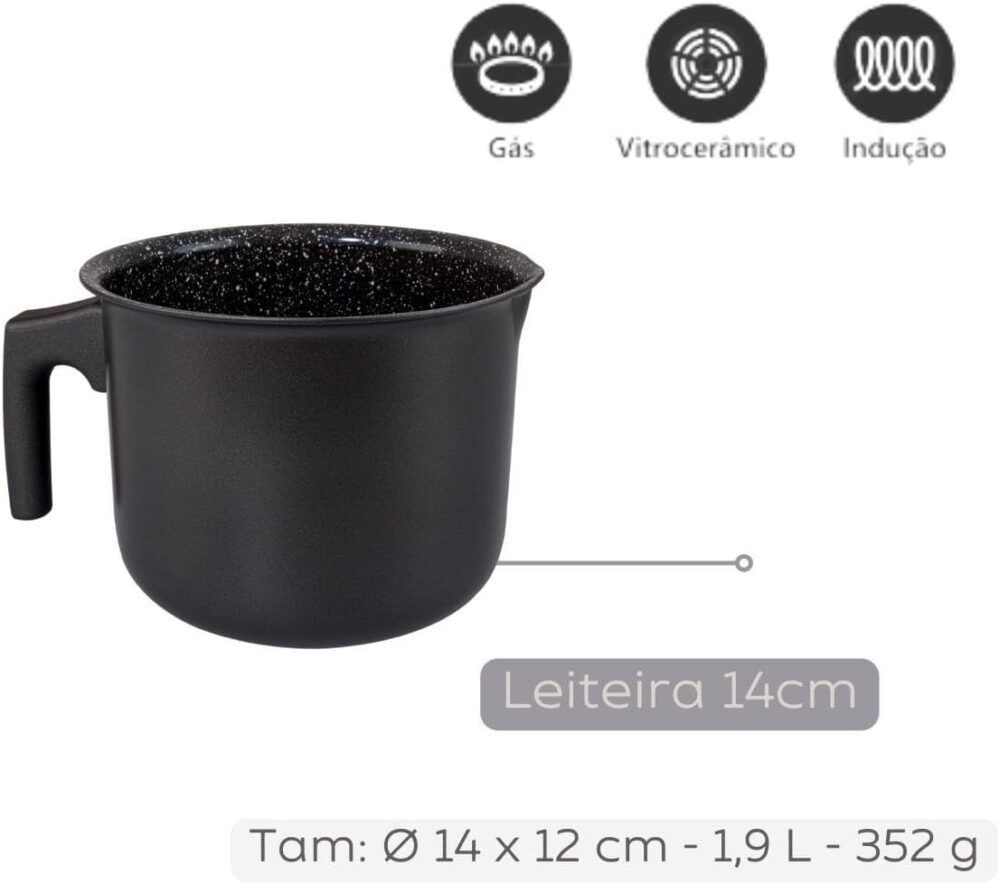 Jogo de Panelas 10 Peças Indução Antiaderente Cerâmico Preto... - Image 7