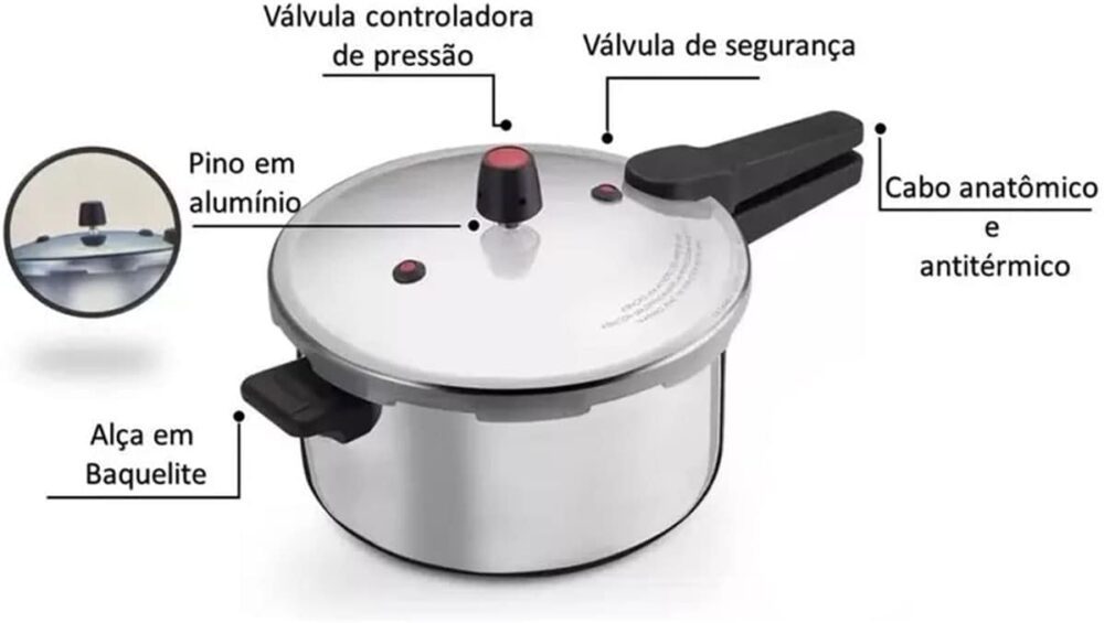 Panela de Pressão Polida 7L Fechamento Externo Nacional - Image 2