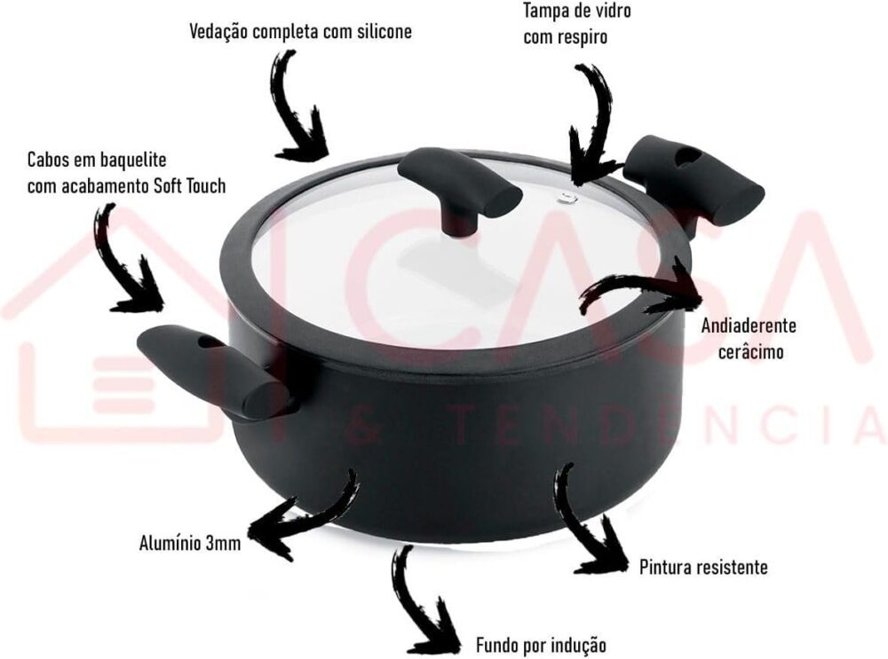 Jogo de Panelas Hercules Revestimento Ceramico Indução 4 Peç... - Image 2