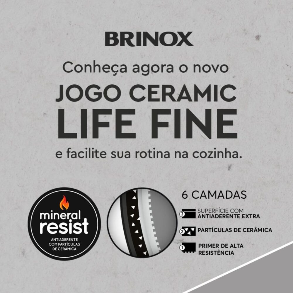 Jogo de Panelas Brinox Antiaderente Ceramic Life 7 Peças Fin... - Image 2