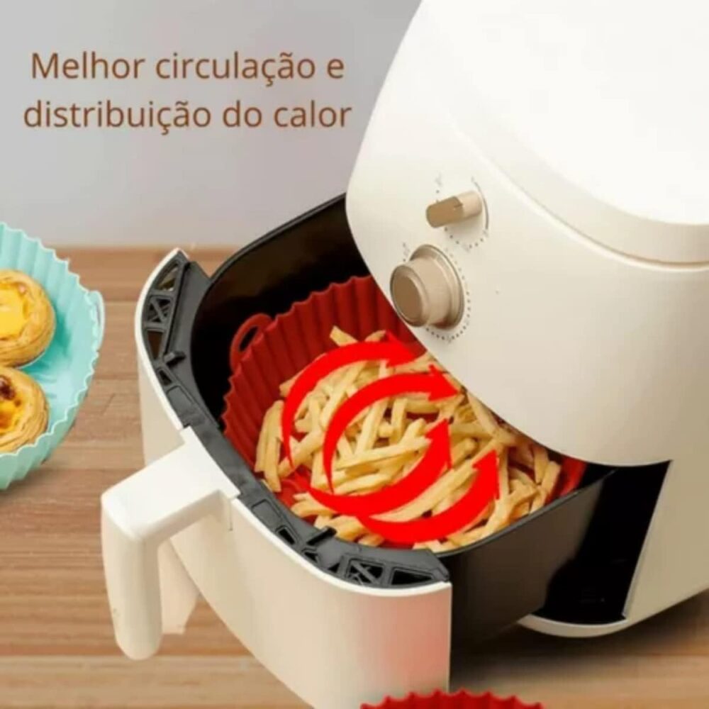 Kit 2 Peças Air Fryer Silicone Reutilizável Resistente ao Ca... - Image 3