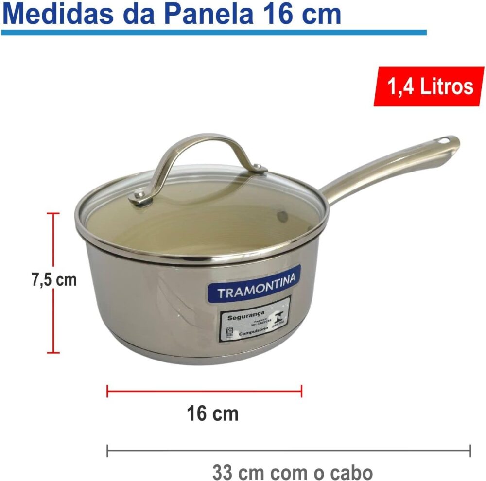 Tramontina JG.PANELAS ACO INOX 4PC UNA CER.BEG, Bege, 652803... - Image 3