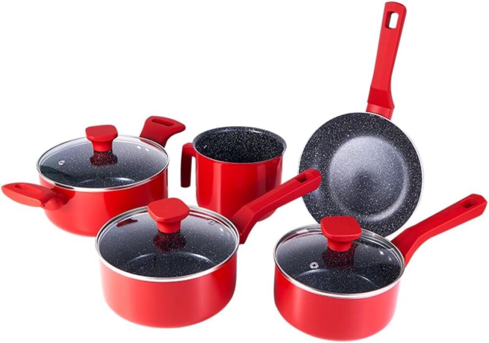 Mimo Style Conjunto de 5 panelas indução Pratic Cook Red - E...