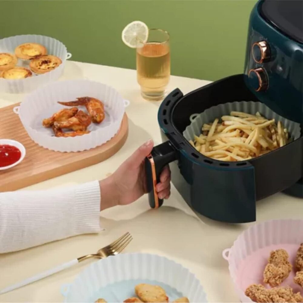 Kit 2 Peças Air Fryer Silicone Reutilizável Resistente ao Ca... - Image 4