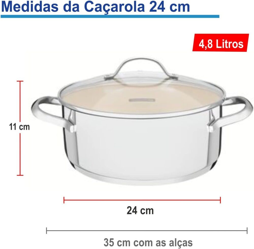 Tramontina JG.PANELAS ACO INOX 4PC UNA CER.BEG, Bege, 652803... - Image 5