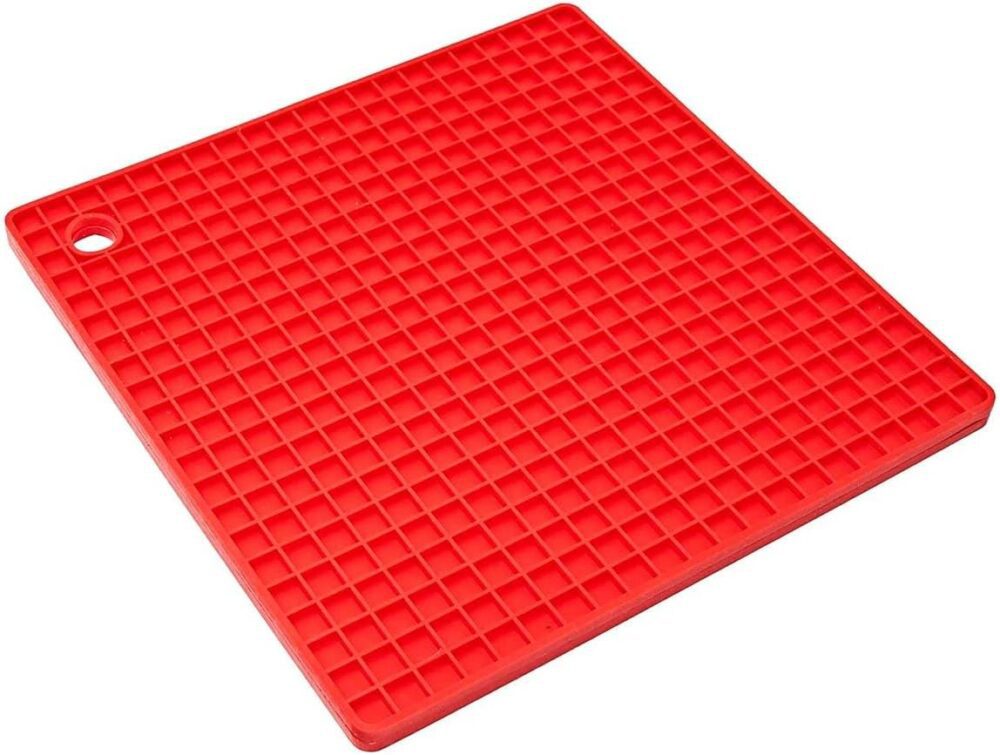 Apoio Descanso de Panela em Silicone Quadrado 17x17cm Vermel...