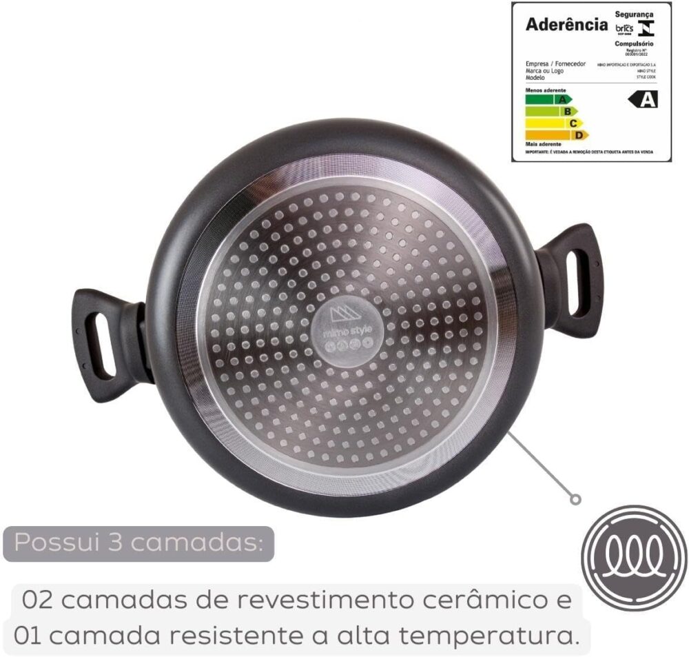 Jogo de Panelas 10 Peças Indução Antiaderente Cerâmico Preto... - Image 6