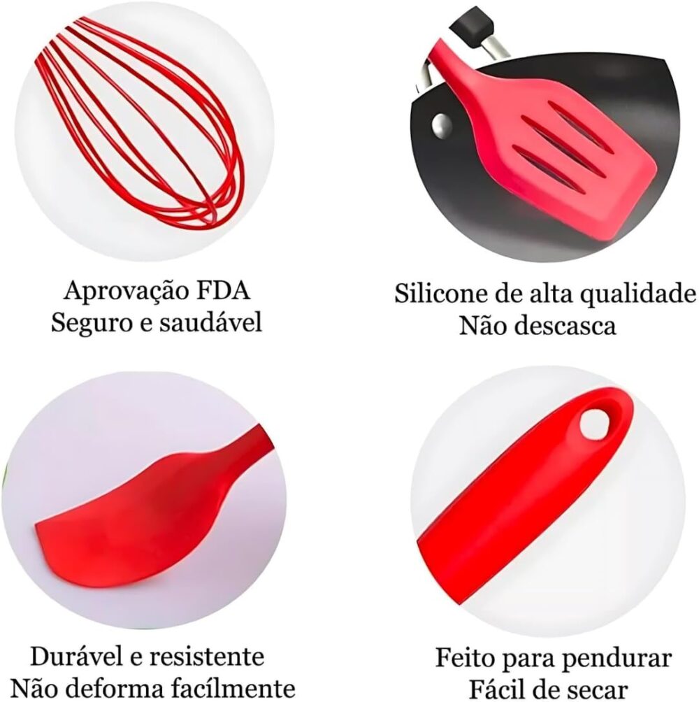 Kit com 5 Utensílios de Cozinha Colheres Espátulas Pincel Fo... - Image 4