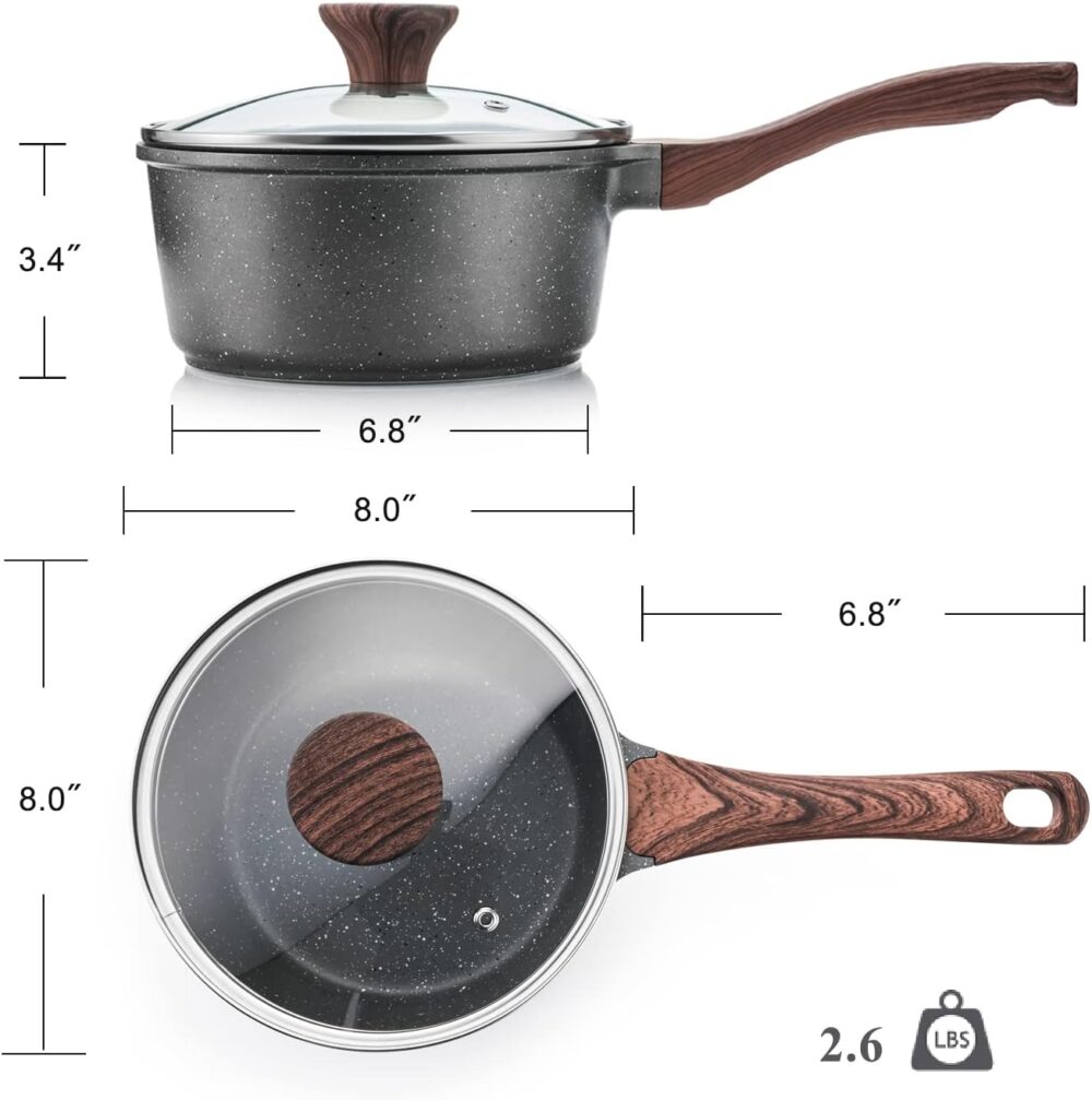 SENSARTE Caçarola antiaderente com tampa, conjunto de panela... - Image 6