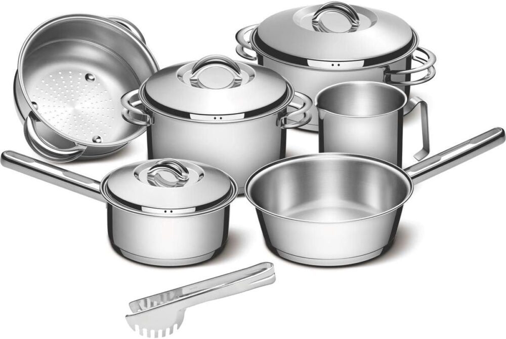 Jogo de Panelas Tramontina Aço Inox Solar 6 peças + Pegador ...