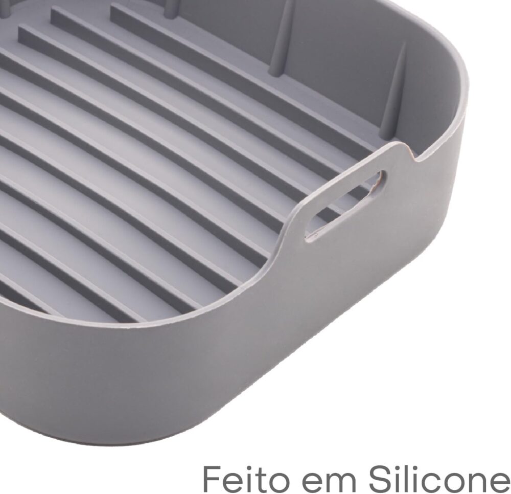 LYOR - Forma Quadrada de Silicone para Air Fryer Cinza 20Cm ... - Image 3