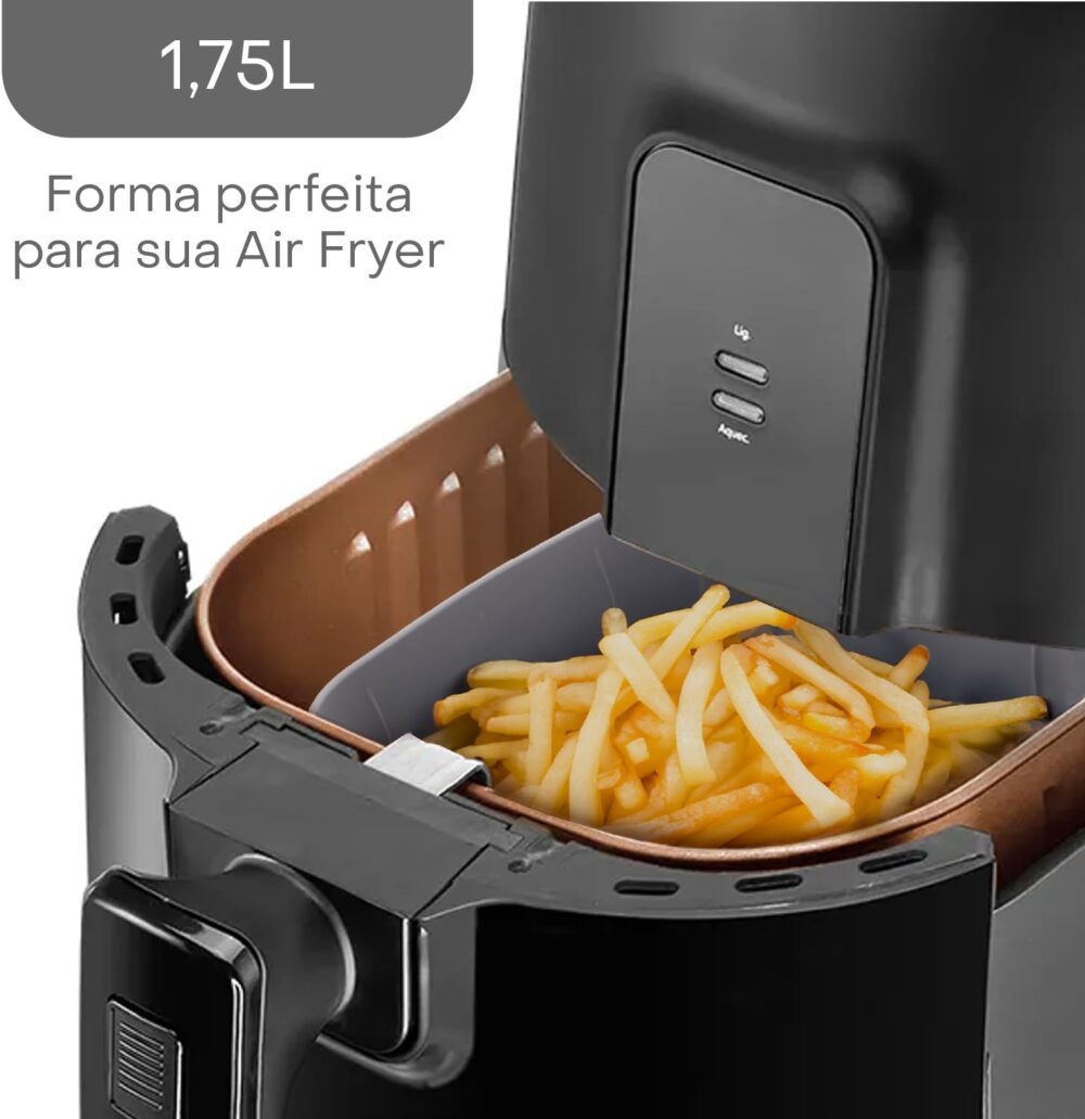 LYOR - Forma Quadrada de Silicone para Air Fryer Cinza 20Cm ... - Image 2