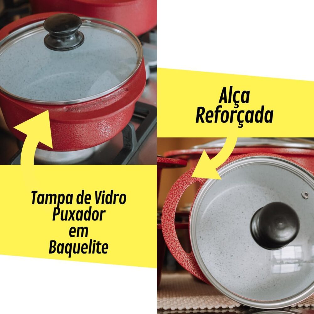 Jogo 5 Panelas Cerâmica Atoxica Antiaderente em Aluminio Fun... - Image 6