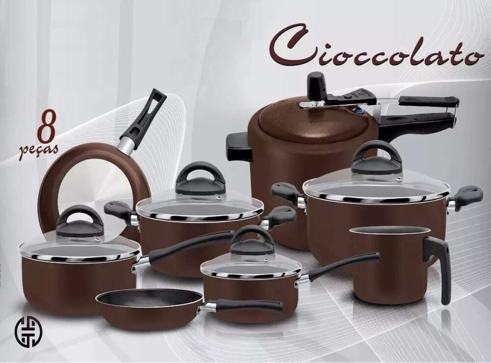 Conjunto De Panelas Teflon Com Panela De Pressão Cioccolato
