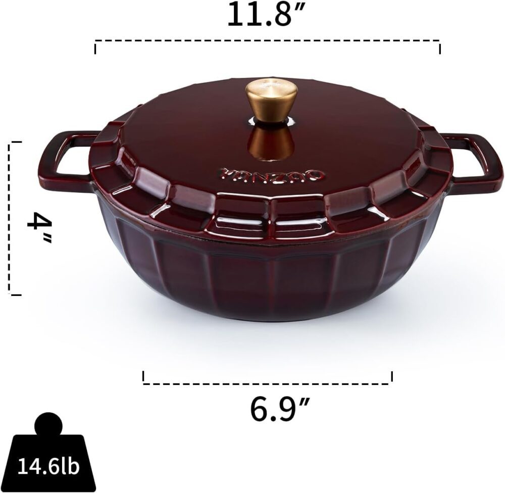 Yanzao Panela de forno holandês de ferro fundido esmaltado c... - Image 5