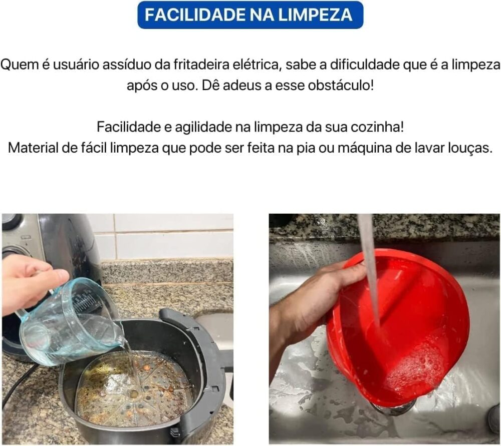 Panela de Silicone Quadrada Fritadeira Microondas C/Alça For... - Image 2