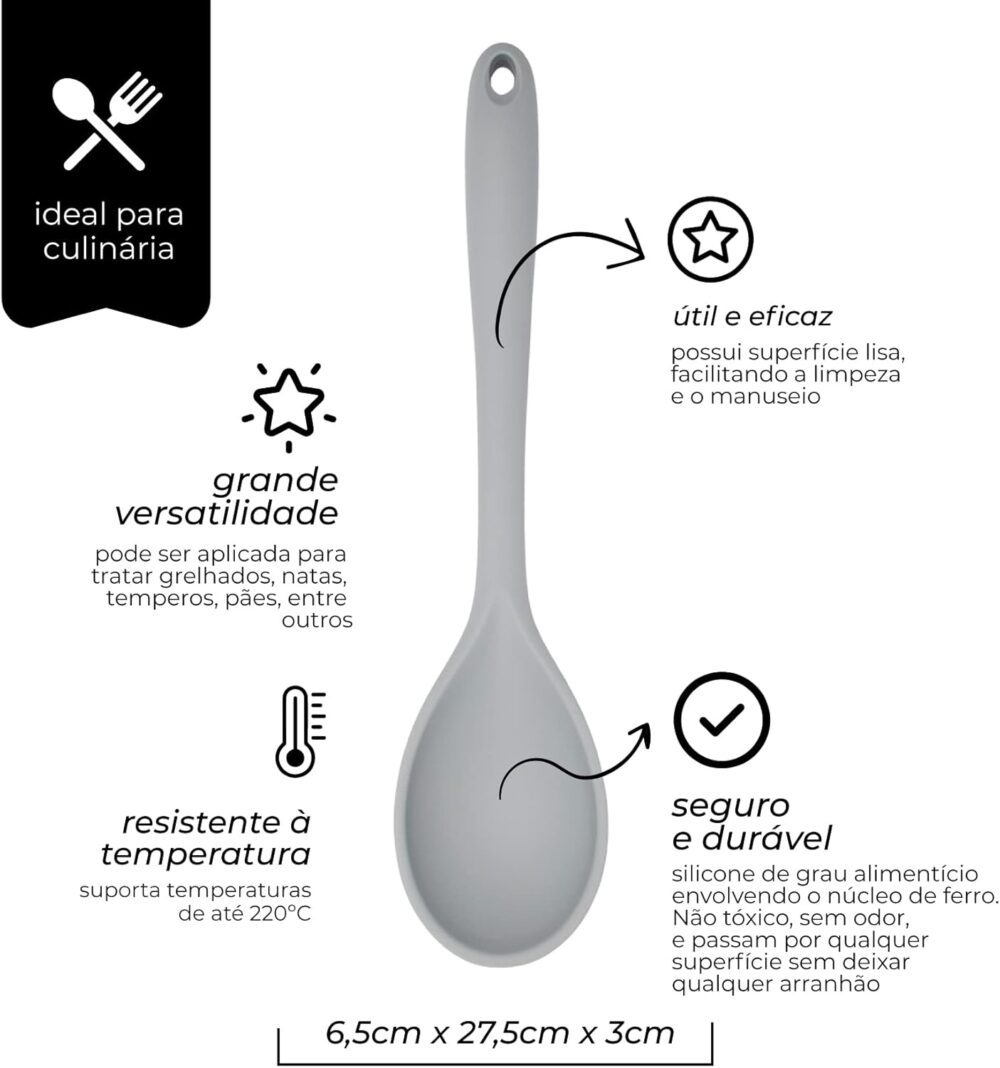 Mimo Style Colher de Silicone Cinza, Material de Silicone Re... - Image 2