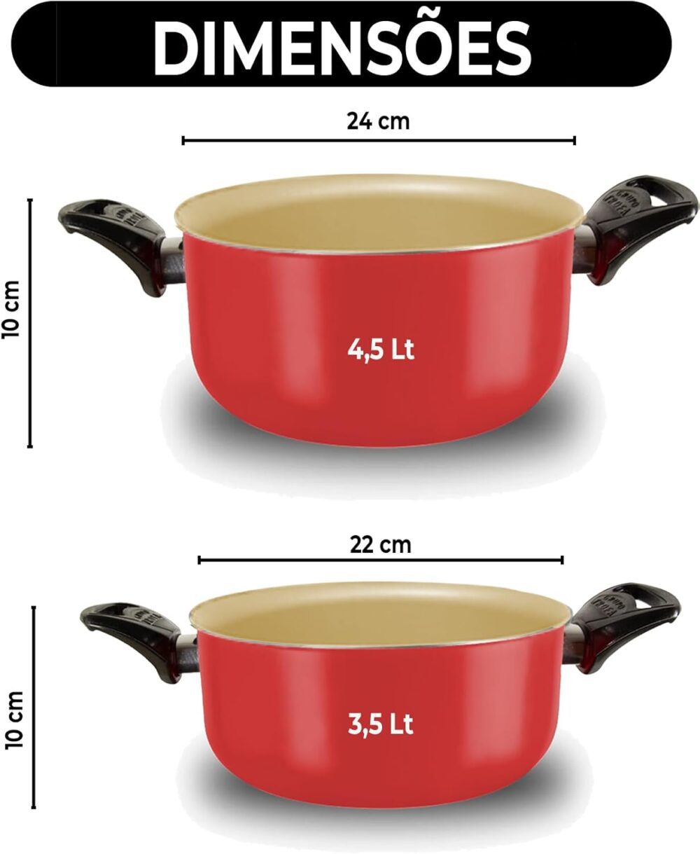 Kit 02 Panelas Caçarolas Tamanho Grande 22 E 24 Cm Cereja - Image 2