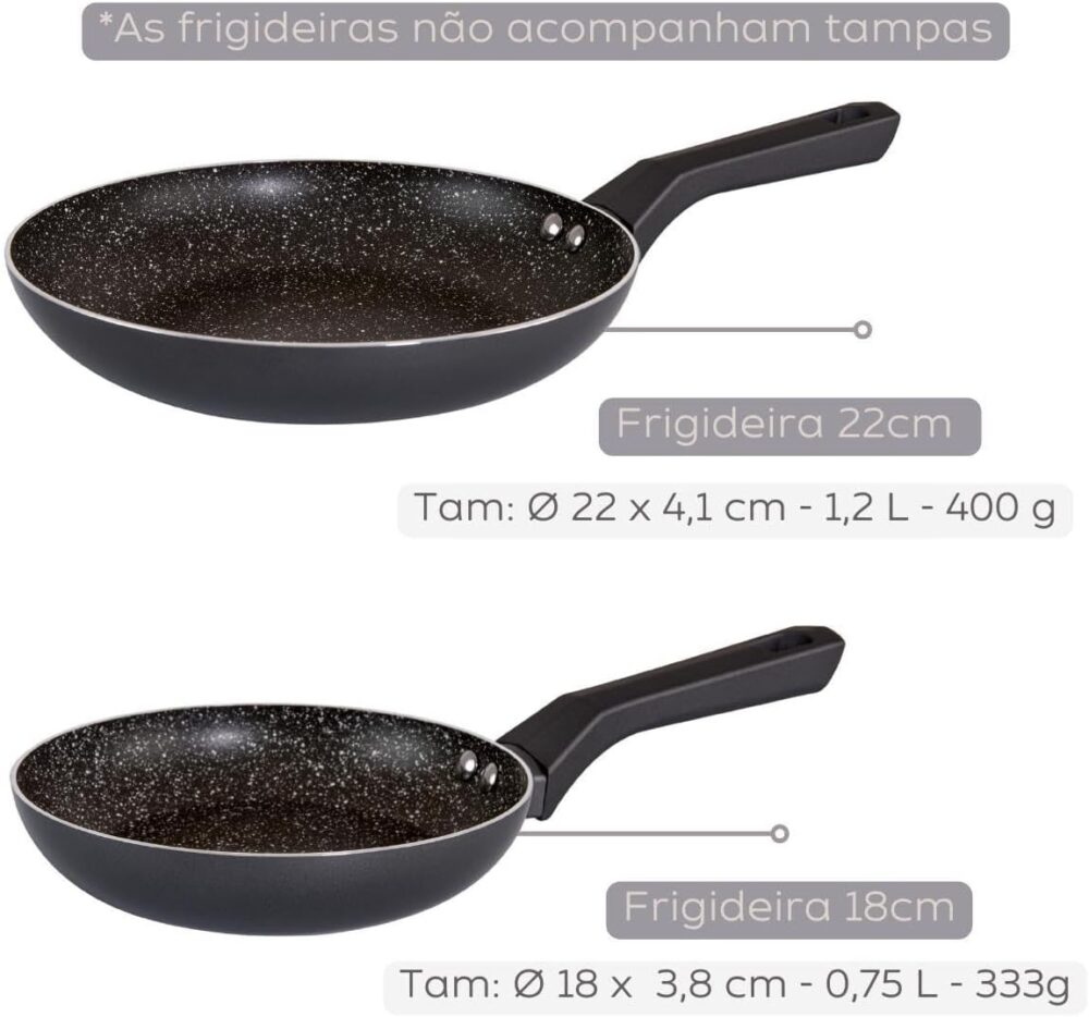 Jogo de Panelas 10 Peças Indução Antiaderente Cerâmico Preto... - Image 5