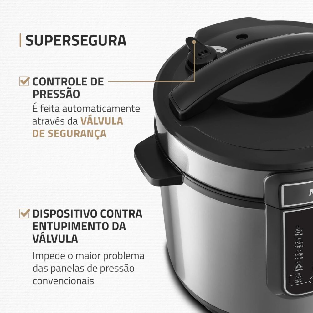 Panela de Pressão Elétrica Digital 6L, Mondial, Preto/Inox, ... - Image 5