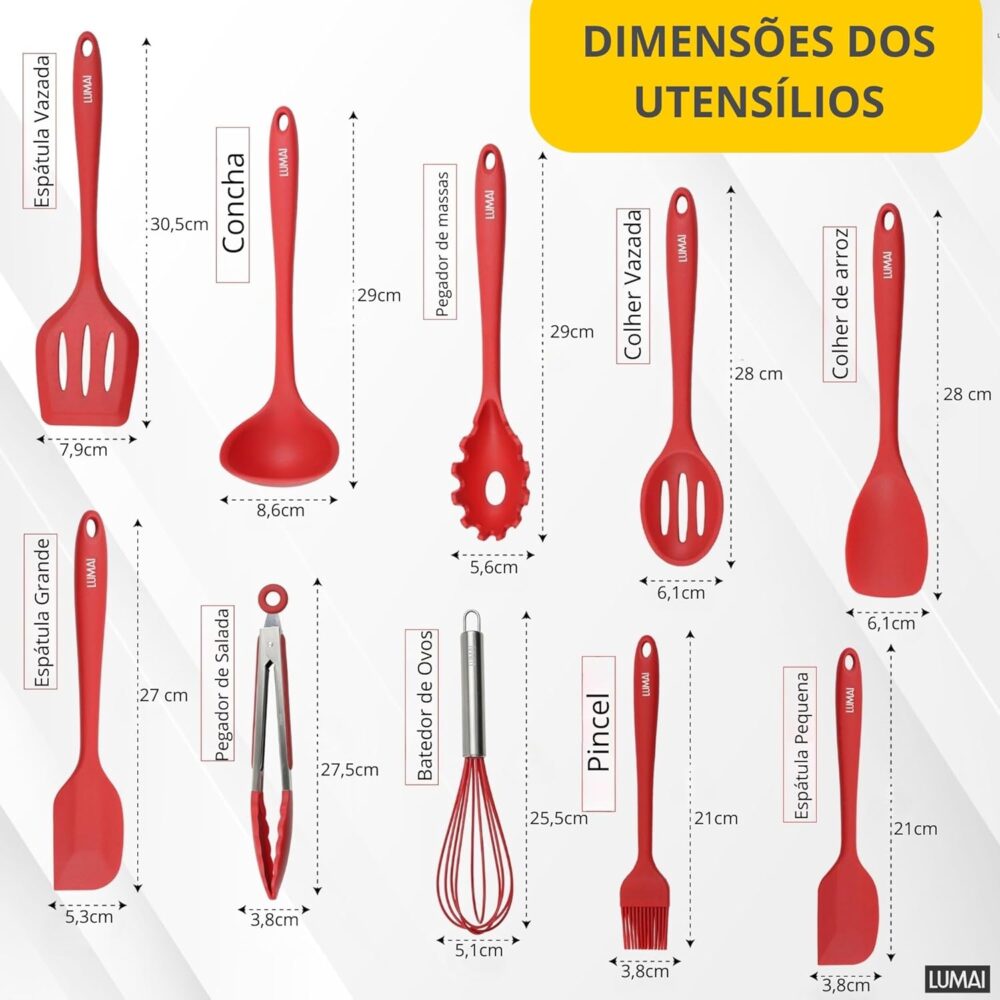Conjunto Kit Utensílios De Cozinha Silicone Inox - Jogo de U... - Image 6