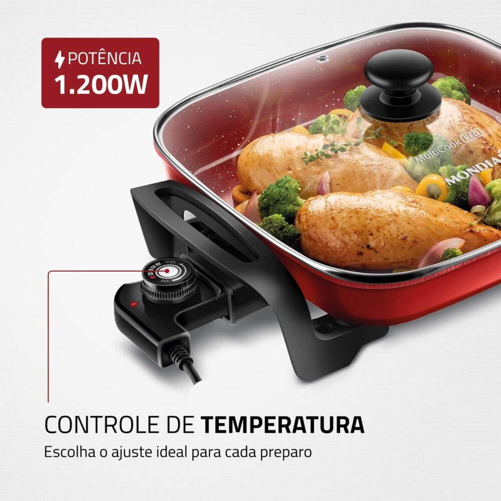 Panela Elétrica Multicook Premium, Mondial, Preto, 1200W, 11... - Image 4